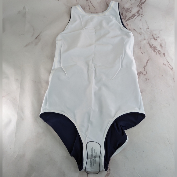 ADAY Swimsuit Women For The Win Reversible Navy White One Piece High Neck - Picture 9 of 14